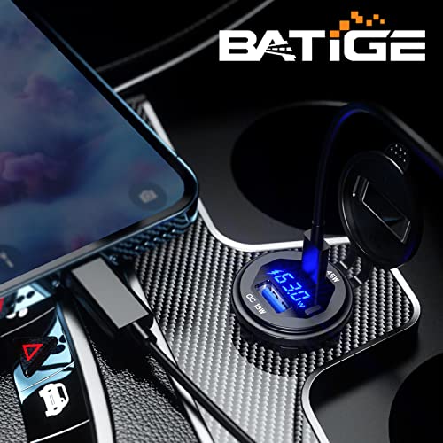 PD 45W USB C Quick Charger 18W USB 3.0 Charger Socket Waterproof with Switch LED Voltmeter and Wire Fuse DIY Kit for 12V/24V Car Boat Marine ATV Bus Truck RV Motorcycle