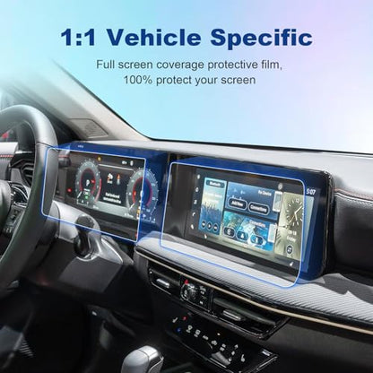 (4pcs) 2025 2026 Kicks Screen Protector for Nissan Kicks (Dual 12.3-inch Displays) (SV/SR/S), 2026 2025 Kicks Accessories Ultra HD Touch Sensitive Protective Film 12.3" Navi&Dash - size: 2025+ Kicks 12.3In (Navi+Dash)