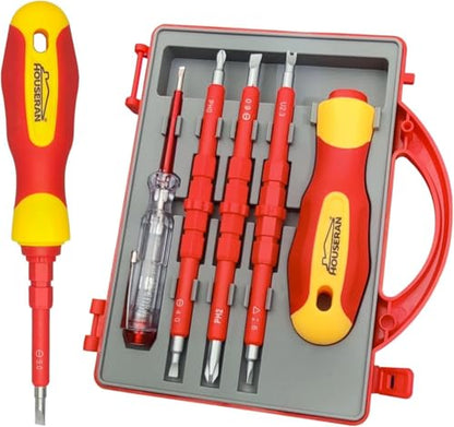 1000V Insulated Electrician Multitools Set, 5-in-1 Professional Electrician Screwdriver Set Insulation Handle S2 Steel Magnetic Phillips Slotted Torx Tips