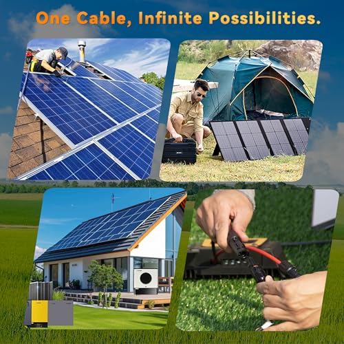 Solar Extension Cable 10AWG 6mm² 150FT PV Wire 10Gauge Adaptor Panels Cables with Female & Male IP68 Waterproof Connectors for Outdoors, Marine, RV, Photovoltaic (Black& Red) - size: 150ft Both ends installed