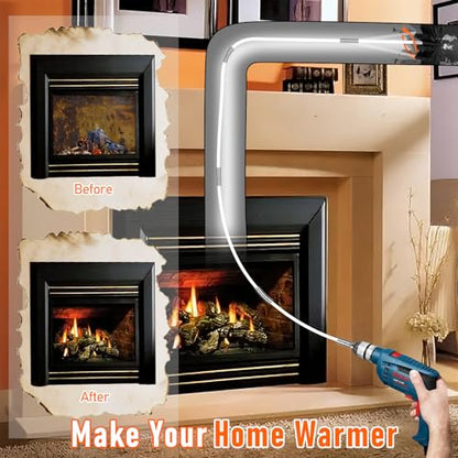 20Feet Chimney Sweep Kit,8 in Brush Head,Dryer Vent Cleaner Kit, Chimney Sweep&Chimney Cleaning Kit, Rotary Chimney Cleaning System for Flue/Fireplace/Sewage Pipe/Hood with 15 Nylon Flexible Rods - color: Large, size: 20FT