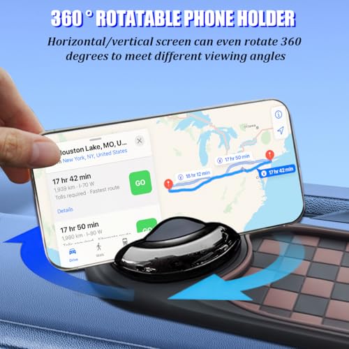 HZEL Car Dash Anti-Slip Pad, 3 in 1 Rotating Vehicle Dashboard Mat with Temporary Parking Number, Anti-Shake Auto Phone Sunglasses Keys Holder Organizer Pad, Universal Fit (Black/Brown) - color: Black/Brown