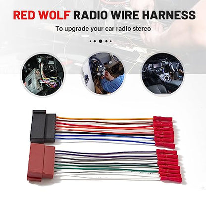 RED WOLF Stereo Wiring Harness W/Pre-Install Wire Connector Fit for 1986-1998 Ford F150, 1995-2001 Expedition, 1986-1997 Ranger, Lincoln/Mercury 1986-1994 Aftermarket Radio CD Player Installation