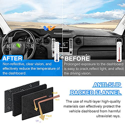 Cartist Custom Fit for Dash Cover Toyota Tundra 2014 2015 2016 2017 2018 2019 2020 2021 Dashboard Cover Mat Non-Slip Pad Carpet Sunshield Protector - size: 14-21 Tundra(Black)