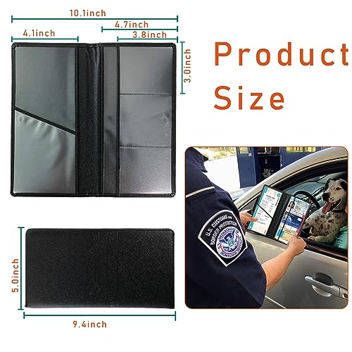 Kewucn Car Registration and Insurance Card Holder, Leather Auto License Document Glove Box Compartment Organizer, Essentials Vehicle Wallet Case for Driver License, ID Card (Cross Black) - color: Large-Cross Black