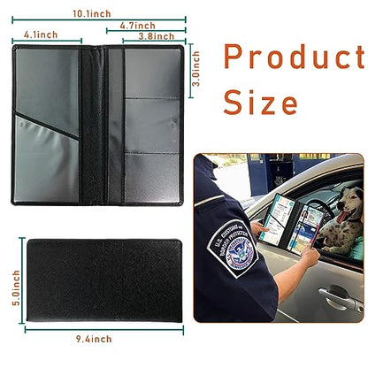 Kewucn Car Registration and Insurance Card Holder, Leather Auto License Document Glove Box Compartment Organizer, Essentials Vehicle Wallet Case for Driver License, ID Card (Cross Black) - color: Large-Cross Black