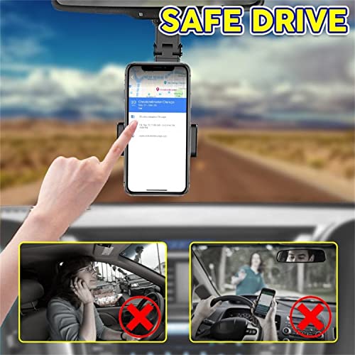 Ivieicip 360° Car Rearview Mirror Mount Stand Holder for Cell Phone and GPS, 2023 New Universal Adjustable Phone Holder, Can Be Fixed and Adjusted Automobile Cradles, Suitable for All Phone Models - color: White