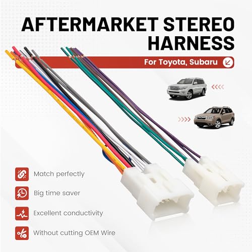 RED WOLF Radio Wiring Harness Connector Select for Toyota Camry Corolla Prius RAV4 1987-2019 Mount Aftermarket Car Stereo Wire Cable Plug