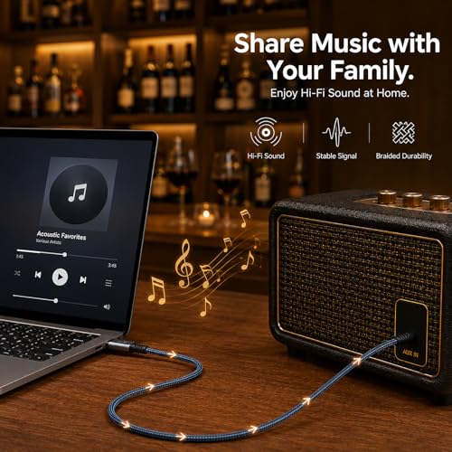 USB C to 1/4 inch TRS Stereo Audio Cable 3.3FT, Built-in DAC Chip Compatible with Android & iPhone 15/16/17, Samsung Galaxy S24, iPad Pro, MacBook for Amplifier, Mixer, Speaker (Audio Output Only)