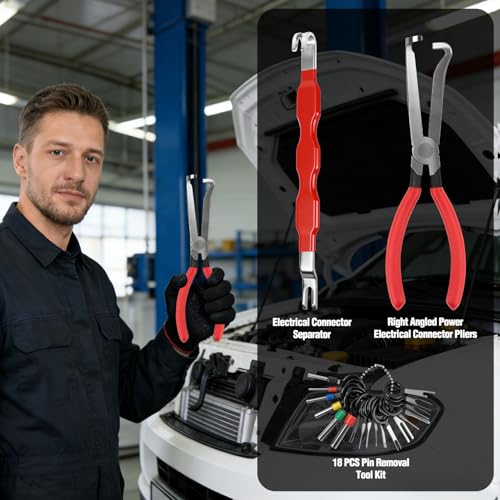 Automotive Tools Electrical Disconnect Pliers & Connector Separator with 18-Piece Terminal Removal Tool Kit for Car Wiring, Battery Terminals and Spark Plug Wires - size: 3 Pack