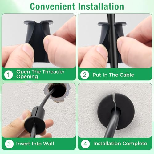 EASYEAH 2pc Black Starlink Cable Grommets 3/4" Silicone Wire Hole Grommet - color: Black-2, size: 0.75 in Dia x 1.5 in H