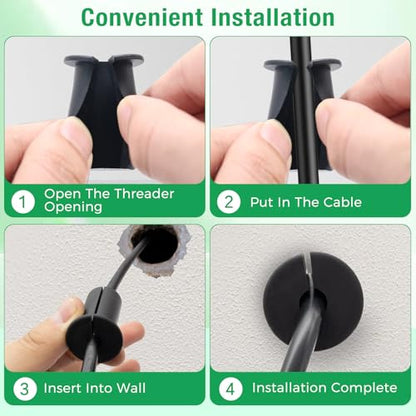 EASYEAH 2pc Black Starlink Cable Grommets 3/4" Silicone Wire Hole Grommet - color: Black-2, size: 0.75 in Dia x 1.5 in H