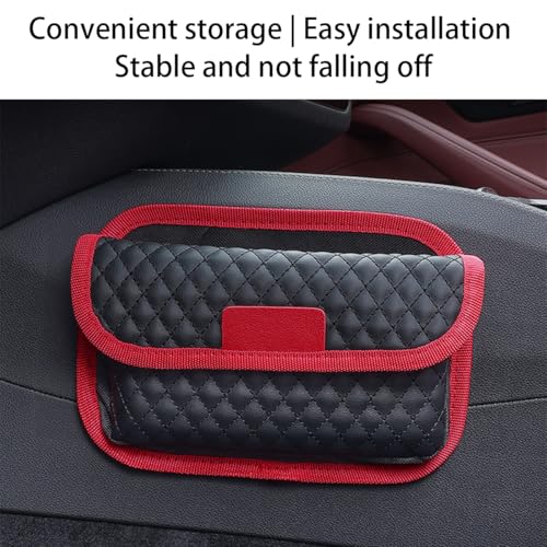 Bittwee Car Seat Side Pocket Organizer, PU Leather Multifunctional Automotive Storage Bag for Phones Keys Cards, Mini Seat Gap Filler Pouch for Door Console, Universal Vehicle Accessories (Red)