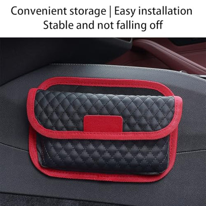 Bittwee Car Seat Side Pocket Organizer, PU Leather Multifunctional Automotive Storage Bag for Phones Keys Cards, Mini Seat Gap Filler Pouch for Door Console, Universal Vehicle Accessories (Red)
