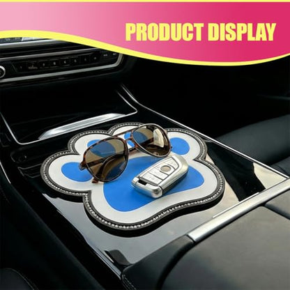 Bling Bear Claw Car Dashboard Non Slip Mat, Rhinestone Car Dashboard Grip Pad, Vehicle Strong Sticky Pads for Cell Phone, Sunglass, Key, Glass, Electronic Devices (Blue) - color: Blue
