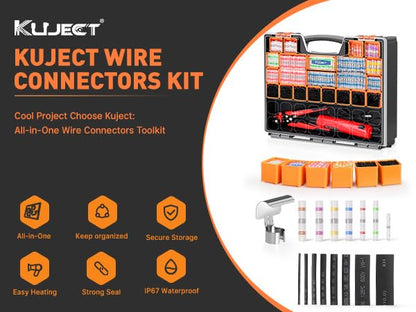 Ultimate All-in-One Heat Shrink Solder Seal Wire Connectors Kit – Wire Striper, Heat Gun, Kuject 2000PCS Waterproof Solder Stick Butt Connectors, Electrical Wiring Connector Kit for Marine Automotive
