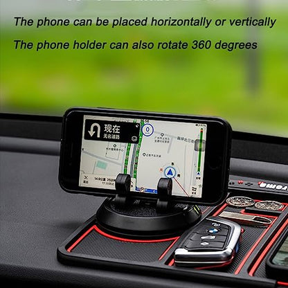 Tumecos Car Dashboard Anti-Slip Mat with 360° Rotation Phone Holder & Storage Tray, Universal Non-Slip Car Dashboard Pad for Cell Phones, Keys, Sunglasses, Compatible with Most Vehicles & Smartphones - style: Style C