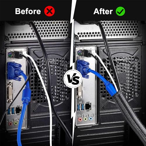1-1/4" Cable Management Loom Wrap Sleeve Cord Wire Hider Organizer Covers - size: 1-1/4"-16ft