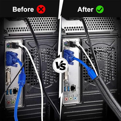 1-1/4" Cable Management Loom Wrap Sleeve Cord Wire Hider Organizer Covers - size: 1-1/4"-16ft