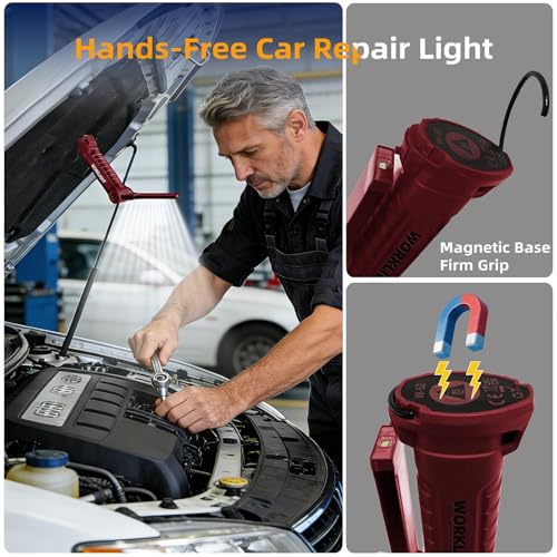 Rechargeable Work Light for Mechanics, Tool Fathers Day Dad Gifts for Men - color: Red