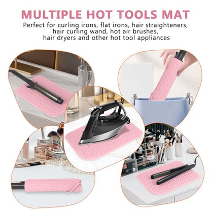Larger Size Silicone Heat Resistant Mat for Hair Tools(12" x 9") - color: Pink