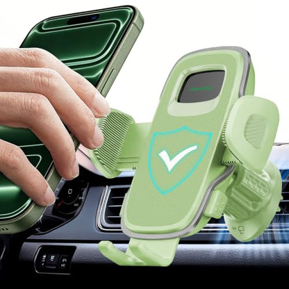 Car Vent Phone Holder [Thick Cases Friendly] Universal Phone Mount for Car with Metal Hook & Wide Clamp, Green Car Phone Holder Mount Compatible with iPhone 17 Pro Max 15 14 13 Samsung S25 (Sage) - color: Sage