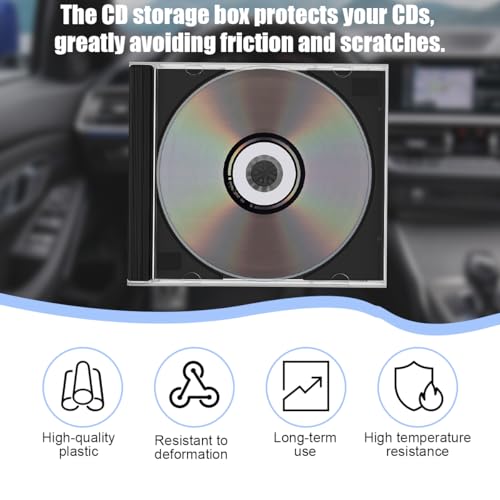 6PCS Car CD Jewel Case, Clear Vehicle CD Storage Box with Assembled Removable Tray, Automotive DVD Disc Cover Protection Replacement Accessories, Universal for SUV Truck Sedan (Black) - color: Black
