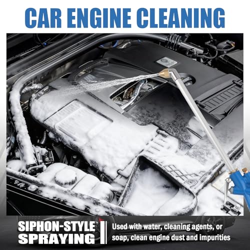 Air Engine Cleaning Gun with 3.93Ft Hose,Elbow Pneumatic Siphon Spray Gun for Car Engine Dust Detail Cleaning,High Pressure Professional Long Air Blow Guns Airs Spray Guns - color: Blue