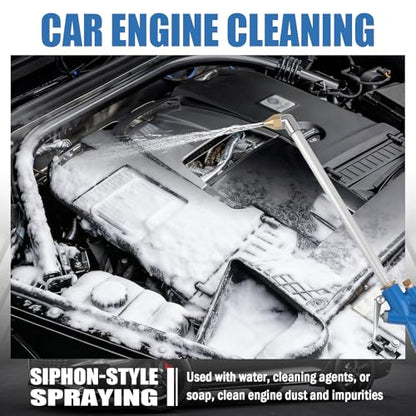 Air Engine Cleaning Gun with 3.93Ft Hose,Elbow Pneumatic Siphon Spray Gun for Car Engine Dust Detail Cleaning,High Pressure Professional Long Air Blow Guns Airs Spray Guns - color: Blue