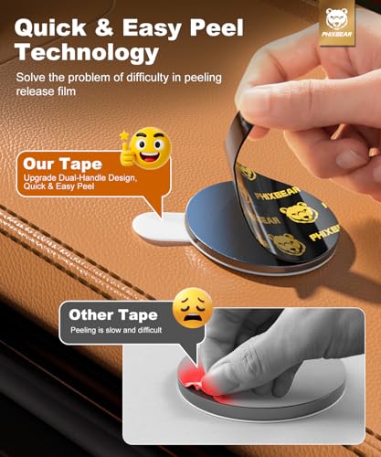 PHIXBEAR Extreme Env. Double Sided Sticky Pads for Dash Cam Mount - Outdoor Heavy Duty Strong Mounting Tape Waterproof Heat Resistant, 36Pcs 1’’ & 2’’ Adhesive Tape for Car Phone Holders - size: 36Pcs 1’’ & 2’’