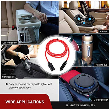 Nilight Cigarette Lighter Extension Cord Cable Heavy Duty 6ft 12V/24V Car Charger with Cigarette Lighter Plug Cigarette Lighter Socket,2 Years Warranty - color: 6ft Cigarette Lighter Red