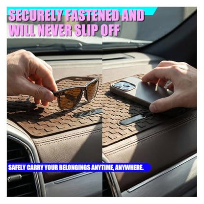Car Dashboard Anti-Slip Pad, 10.6" × 5.7" Universal Sticky Gripping Mat, Multifunctional Automotive Interior Cell Phone Holder for Sunglasses, Keys, Coins, GPS, Electronic Devices (Brown) - color: Brown