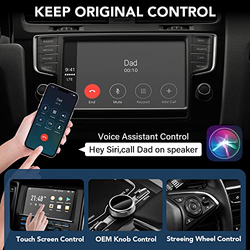 Wireless Carplay Adapter for Apple Carplay Wireless Adapter Convert Wired to Wireless CarPlay Dongle for Wireless Control Plug & Play Fit for Cars from 2015 for iPhone, White