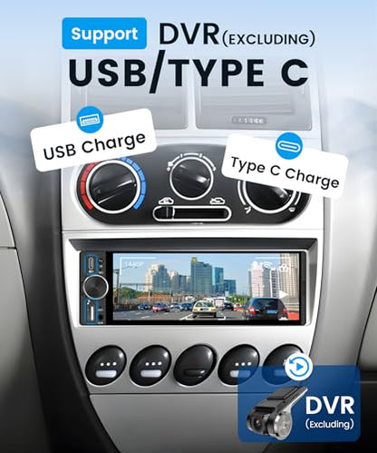 Rimoody Single Din Car Stereo Wireless CarPlay, 6.28'' inCell Touch Screen - style: 6.28 inch with Volume Knob