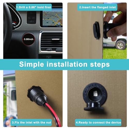 12V Cigarette Lighter Socket Replacement - 3FT Fixed Thread Cigar Socket to Battery Ring Terminal Cable with 15A Fuse, 14AWG 12/24 Volt Female Power Outlet Panel-Mounted for Marine Boat Car RV ATV - size: 3FT