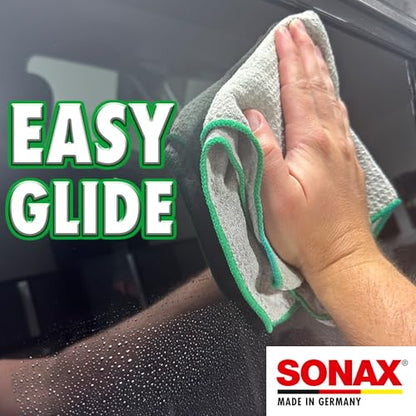 SONAX Glass Cleaning Microfiber Cloths | Lint-Free Waffle Weave Towels for Streak-Free Glass & Mirrors | Ultra-Absorbent, Non-Shedding, High Clarity Finish | 3-Pack | 451541 | 16" x 16"