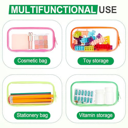 Hoolerry 4 Pcs Hard Clear Zipper Case, Clear, 7.5 x 3.9 x 2 in, Neon - color: Fluorescent, size: 7.5 x 3.9 x 2 in
