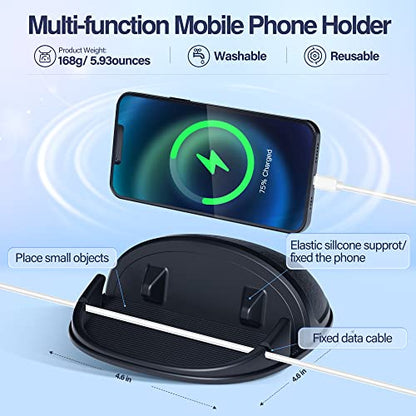Loncaster Car Phone Holder, Car Phone Mount Silicone Car Pad Mat for Various Dashboards, Slip Free Desk Phone Stand Compatible with iPhone, Samsung, Android Smartphones, GPS Devices and More, Black - color: Black-1pack