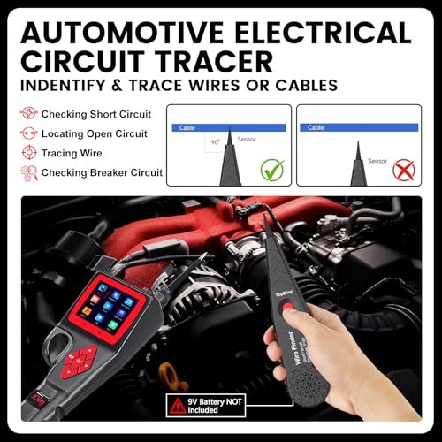 TopDiag P200 Power Circuit Probe Kit - Circuit Breaker Finder, Automotive Circuit Tester, 9~30V Voltage Range, Multimeter, Relay Test, Fuel Injector Tester, Activating Component, Oscilloscope Mode - style: P200