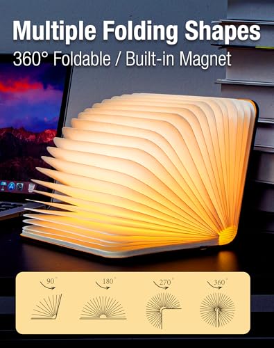 8.3 in Wooden Book Lamp, Book Lovers Gifts,Teacher Appreciation Gifts - color: Walnut, size: Large