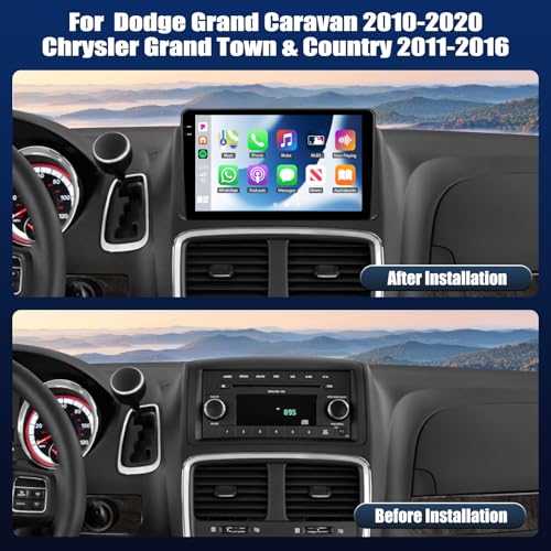 Android 15 4+128G Car Stereo for Dodge Grand Caravan 2010-2020 Chrysler Grand Town/Country 2011-2016 with Wireless Carplay Android Auto,9" Incell Touchscreen 32-EQ Bluetooth 5.0 GPS WiFi SWC+Canbus - color: P3-4+128G