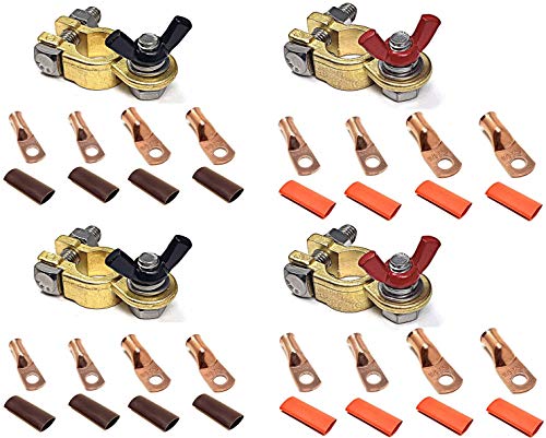 2 Sets WindyNation Marine Grade Battery Terminal Top Post Kit for RV, Trucks, Boats, Cars, Campers, Golf Carts (Military Spec. B-12128C) - color: 2 Pairs, size: Battery Terminals Kit
