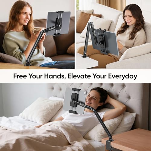 Urmust Portable Monitor Stand 15.6" Dual Arm iPad Stand for Desk - size: 2 Arm Pro-Up to 18.5"