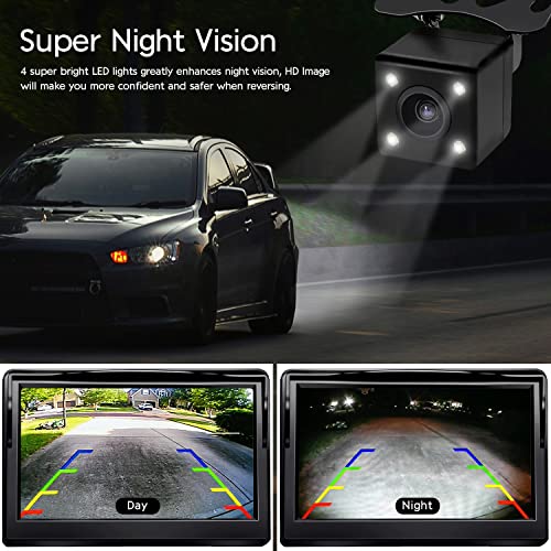 Backup Camera with 5Inch Monitor, 170 Degree Wide View Angel Night Vision Waterproof Vehicle Reverse Rear View Camera System for Car Truck - size: 5''+ Camera