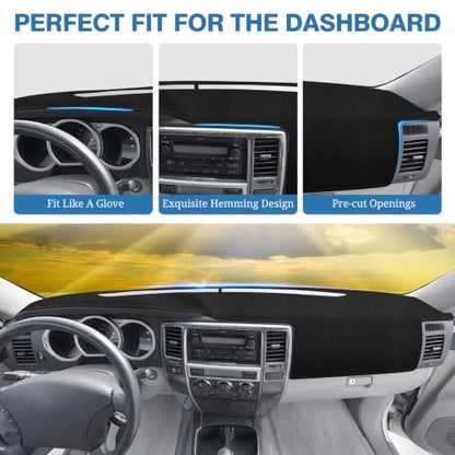 FIILINES Dash Cover for 2003-2009 Toyota 4Runner, Dashboard Mat Exact Fit for 4Runner Accessories Dashboard Pad Carpet Dash Mat Sunshade Non-Slip Polyester Protector No Glare Black (NO Dash Speaker) - size: For 4Runner 2003-2009