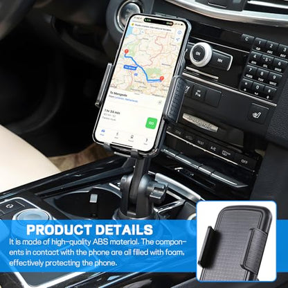 wuyaoyao Car Cup Phone Holder, Long Neck Cup Phone Cradle Holder for Cars, 360° Rotatable & Adjustable, No Shaking Gooseneck Phones Mount for All Smartphones, Universal Car Accessories