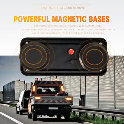 2-Pcs Battery Operated LED Emergency Strobe Lights Bar w/Magnetic Base Rechargeable Portable Roadside Roof Top Mini Plow Flash Beacon Warning Light for Truck/Trailer/Vehicle (Red) - color: 2-PCS Red