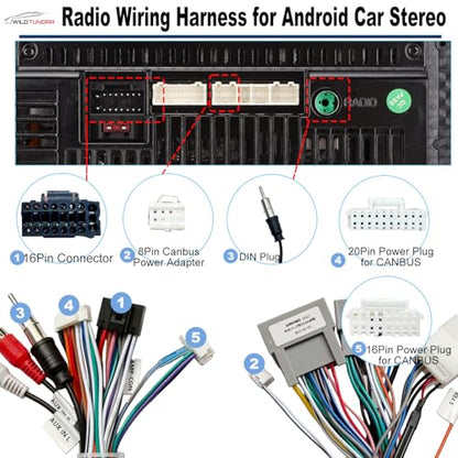 16Pin Aftermarket Android Car Radio Harness Adapter for Honda Civic 2012-2015 CR-V 2012-2015, 16Pin Android Car Stereo Wiring Harness with SWC Radio Antenna Adapter for Honda Civic CR-V