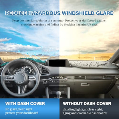 FIILINES Dash Cover for 2019-2025 2026 Mazda 3 Hatchback Sedan (Without HUD), Dashboard Mat Interior Accessories Dashboard Pad Carpet Dash Mat Sunshade Non-Slip Polyester Protector No Glare Black - size: For Ma-zda 3 2019-2026