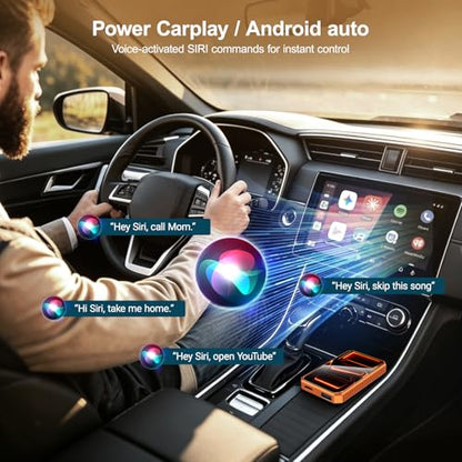 Wireless CarPlay Adapter Plug and Play for OEM Factory Cars, AI Magic Box Built-in Play Store Net-Flix YouTube TikTok & Screen Mirroring, HDMI USB-C Ports for Wireless CarPlay Converter